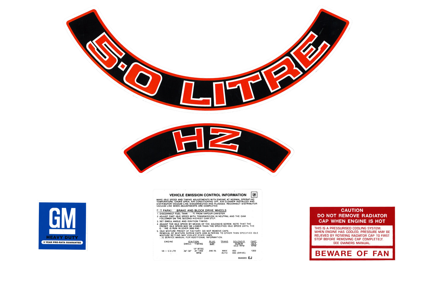 Engine Decal Kit HZ "5.0 Litre" - ED1026
