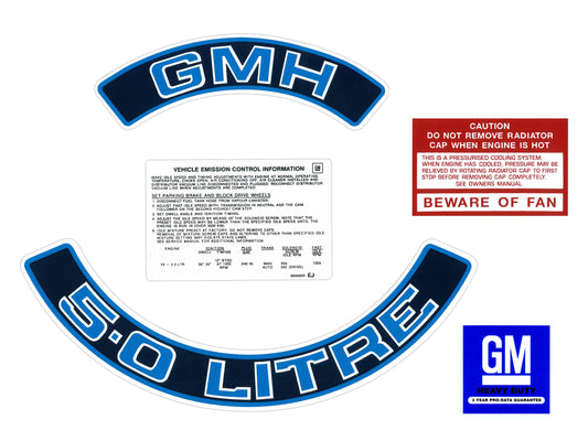 Engine Decal Kit Blue "5.0 Litre" HZ WB VB Commodore - ED1030