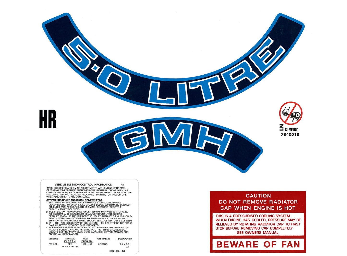 Engine Decal Kit (Blue) VK "5.0 Litre" - ED1030A