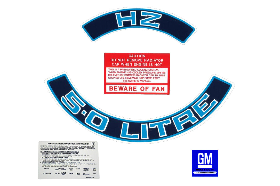 Engine Decal Kit Holden HZ "5.0 Litre" Blue - ED1037