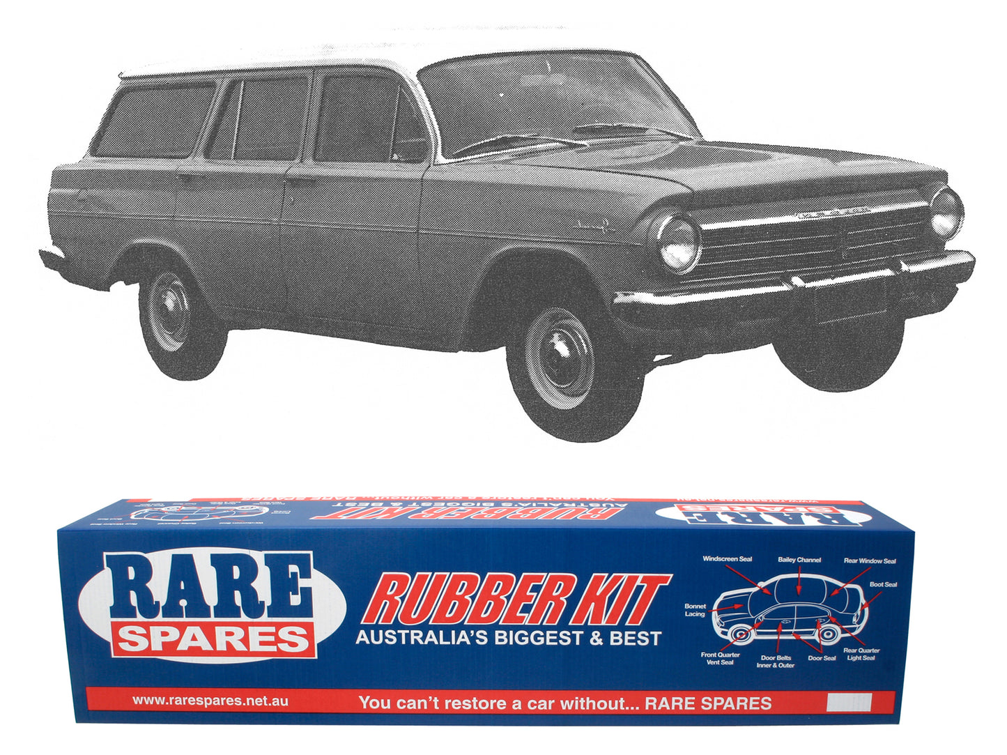 Body Rubber Kit Holden EH Station Wagon Grey - EH2G