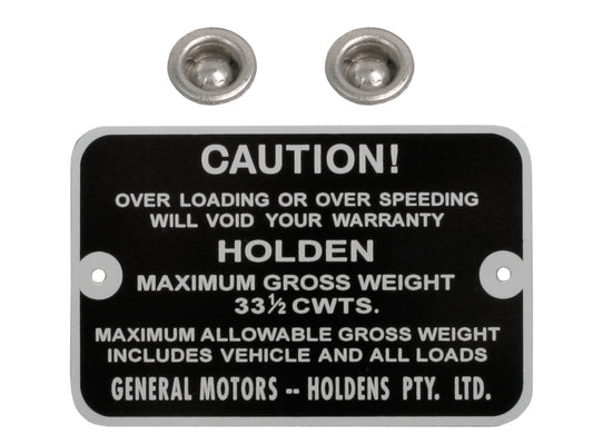 Gross Weight Tag HD HR Ute 33 1/2 Cwts - GWT1006