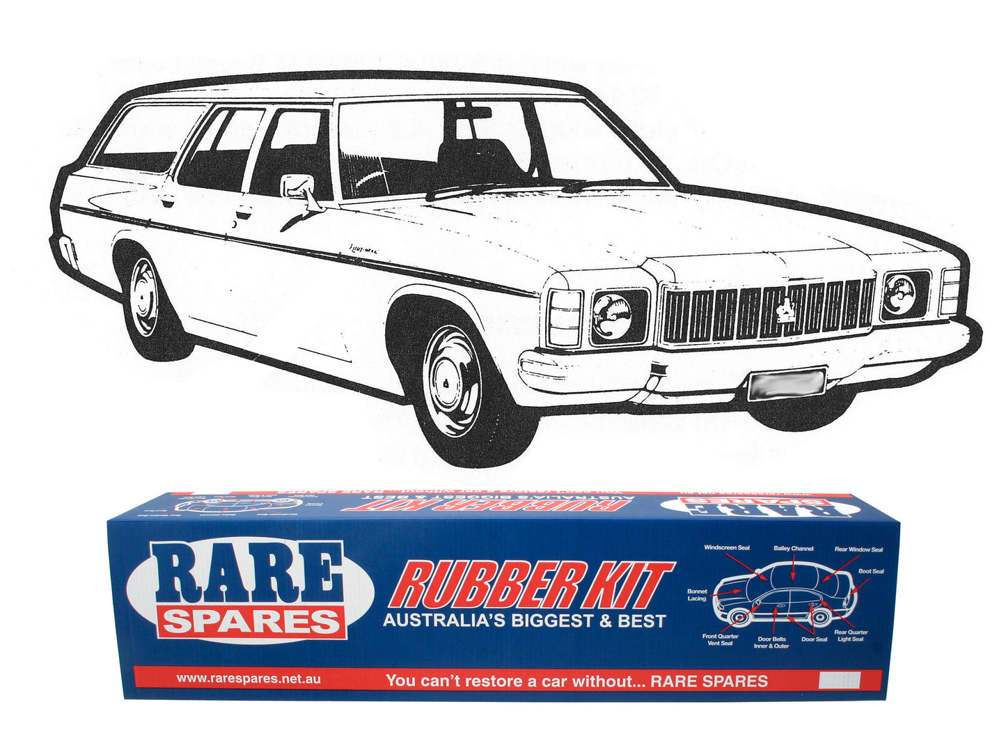 Body Rubber Kit Holden HJ HX HZ Wagon (Black) - HJ2