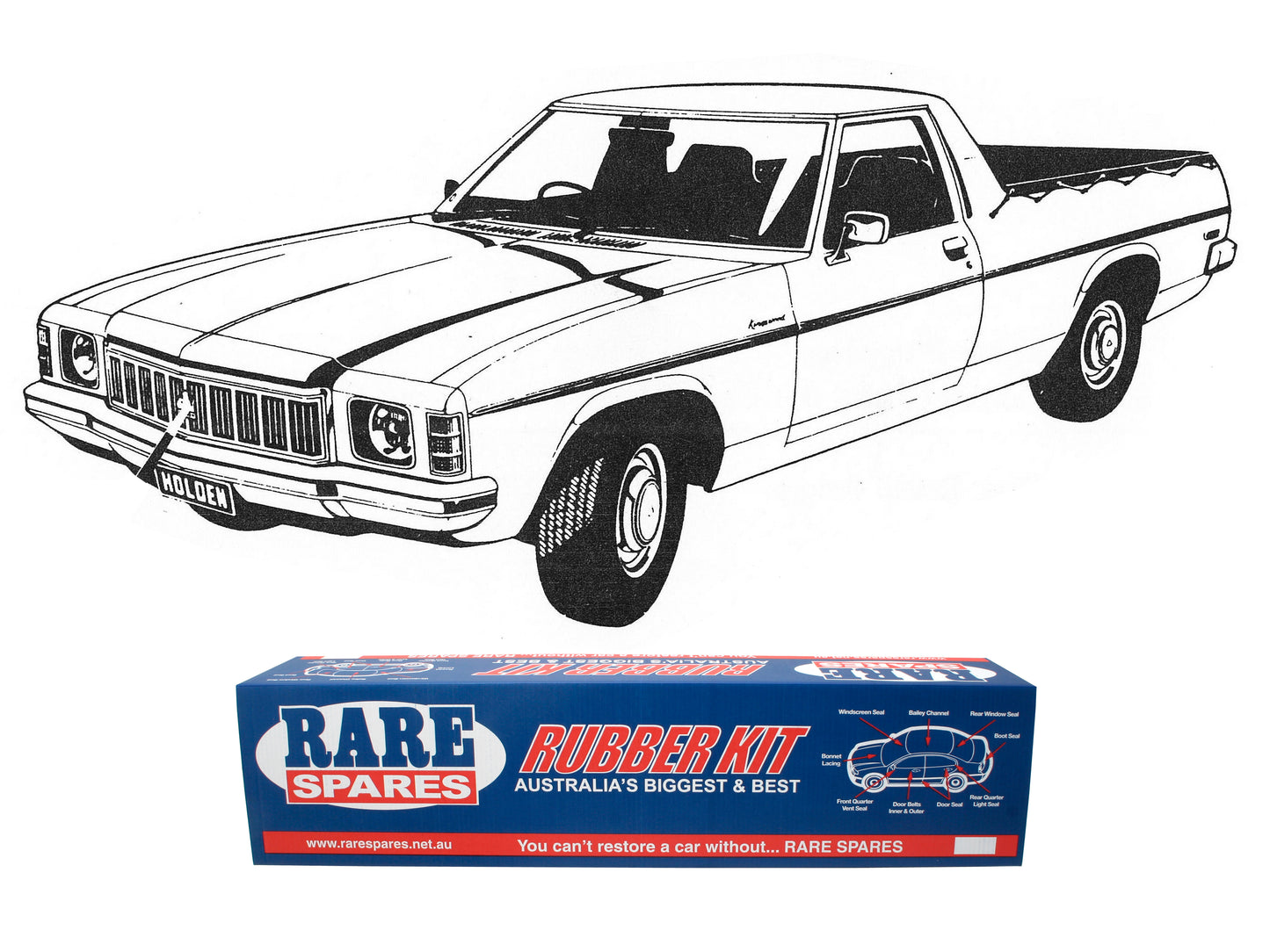 Body Rubber Kit Holden WB Ute (Chamois) - WB3CH
