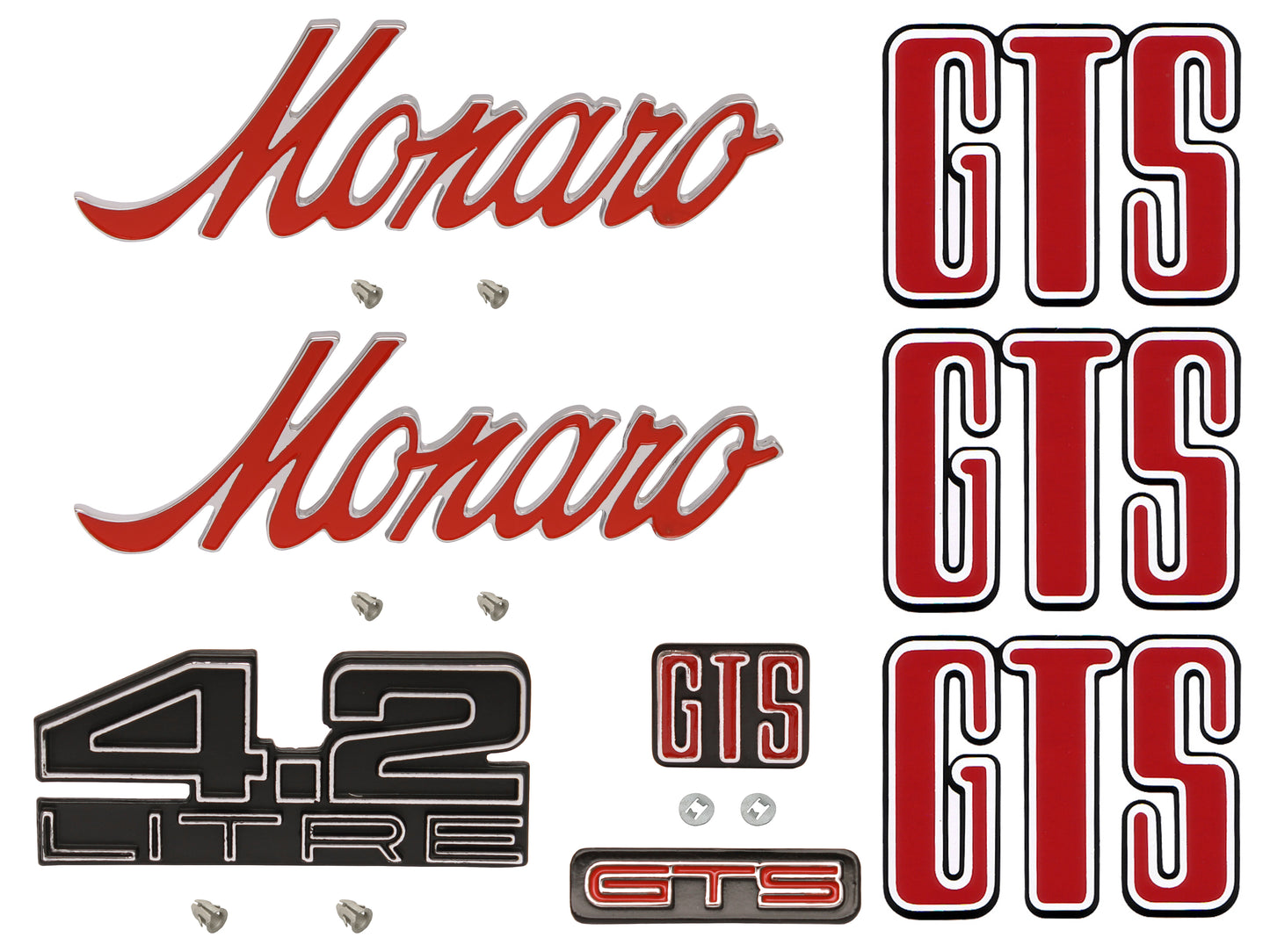 Badge Kit HJ Holden Monaro GTS 253 (Red Letters) - HJBK7