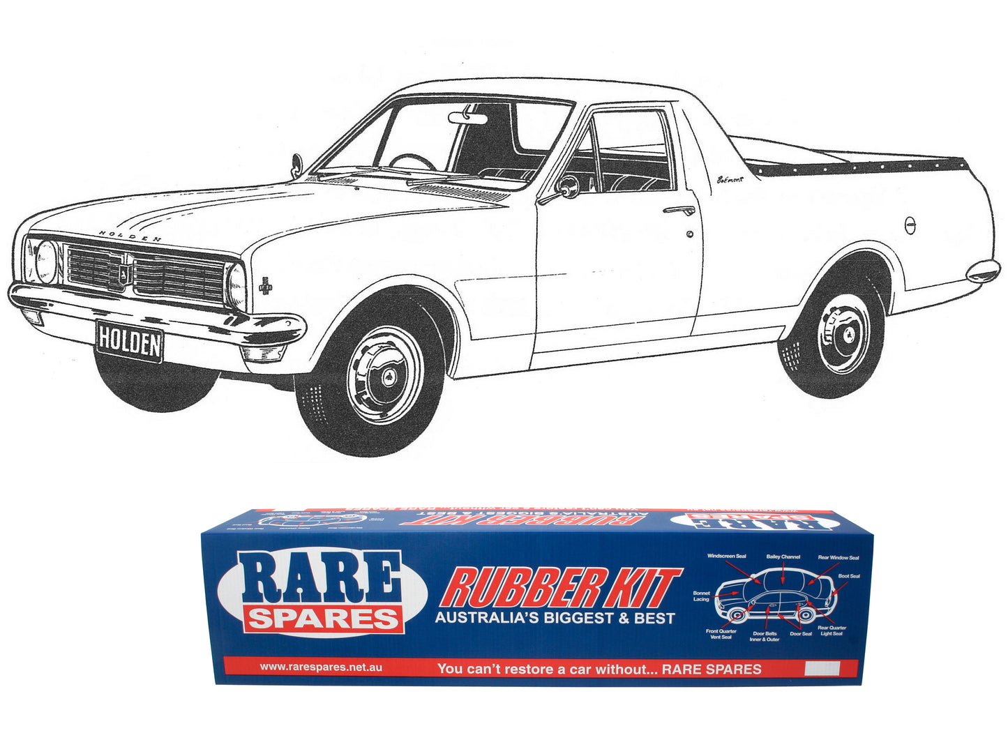 Body Rubber Kit Holden HK HT HG Belmont Ute (Maroon) - HK2M