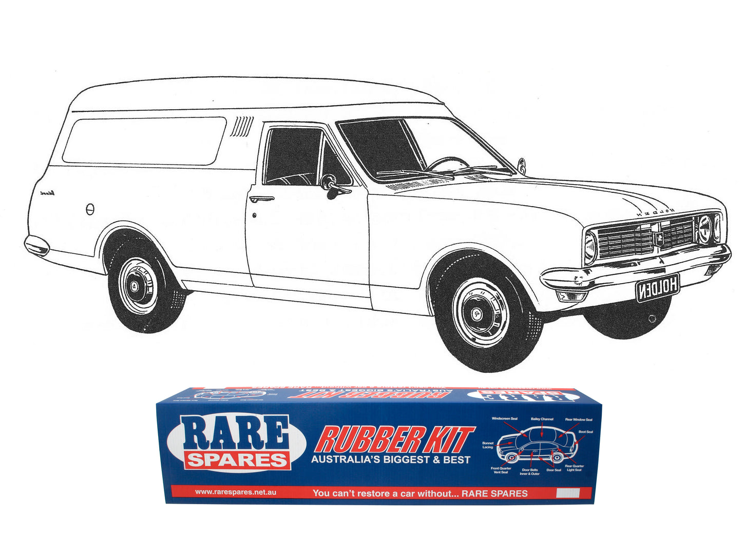 Body Rubber Kit Holden HK HT HG Belmont Panel Van Maroon - HK3M