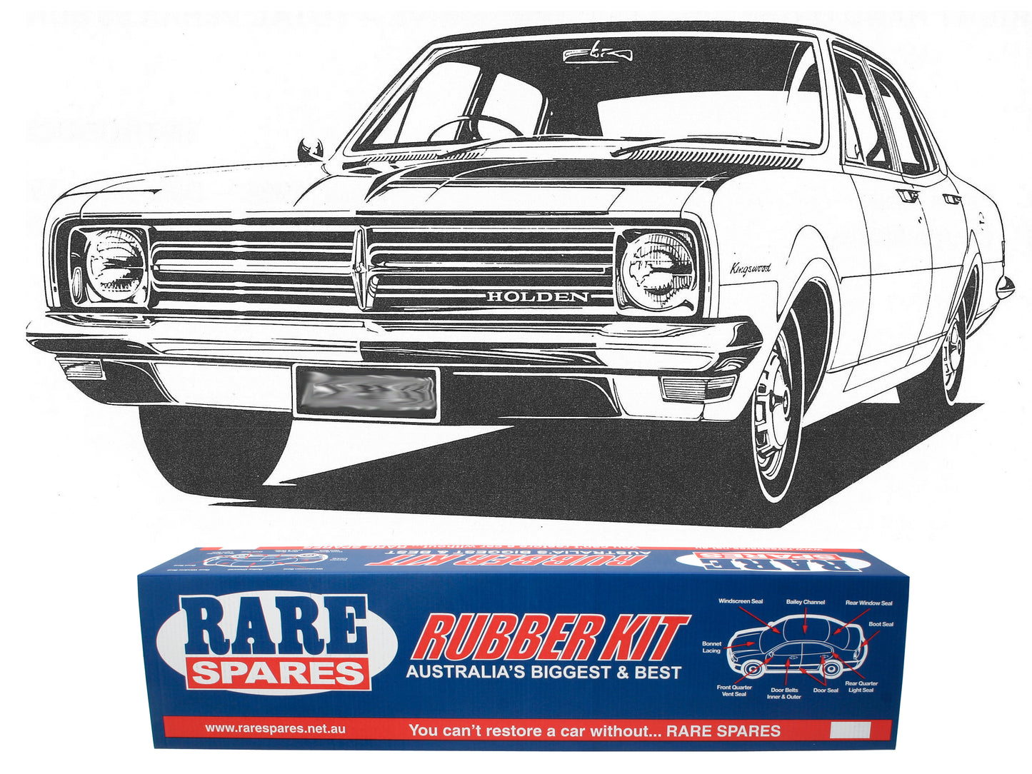 Body Rubber Kit Holden HK Kingswood Sedan Maroon - HK5M