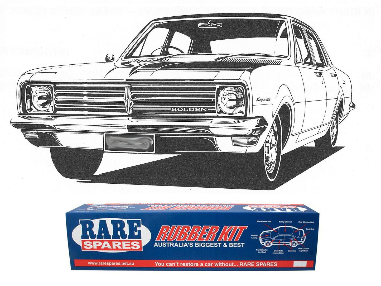 Body Rubber Kit Holden HK Belmont Sedan Grey - HK6G