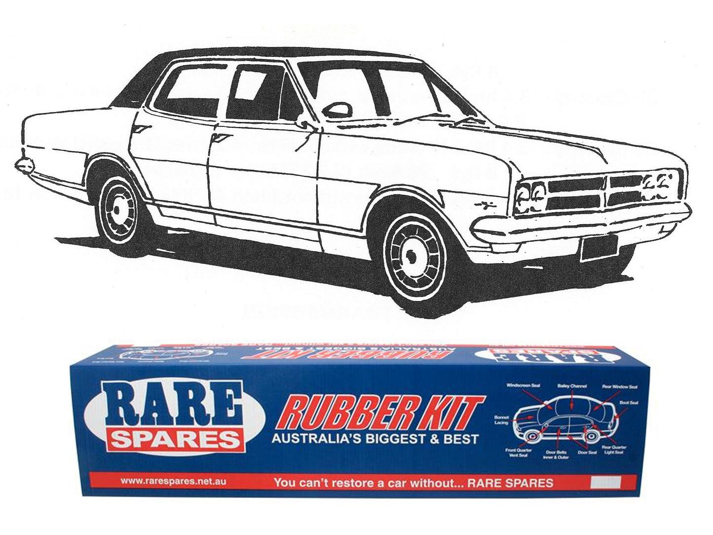 Body Rubber Kit Holden HK Brougham / Premier Sedan (Grey) - HK7G