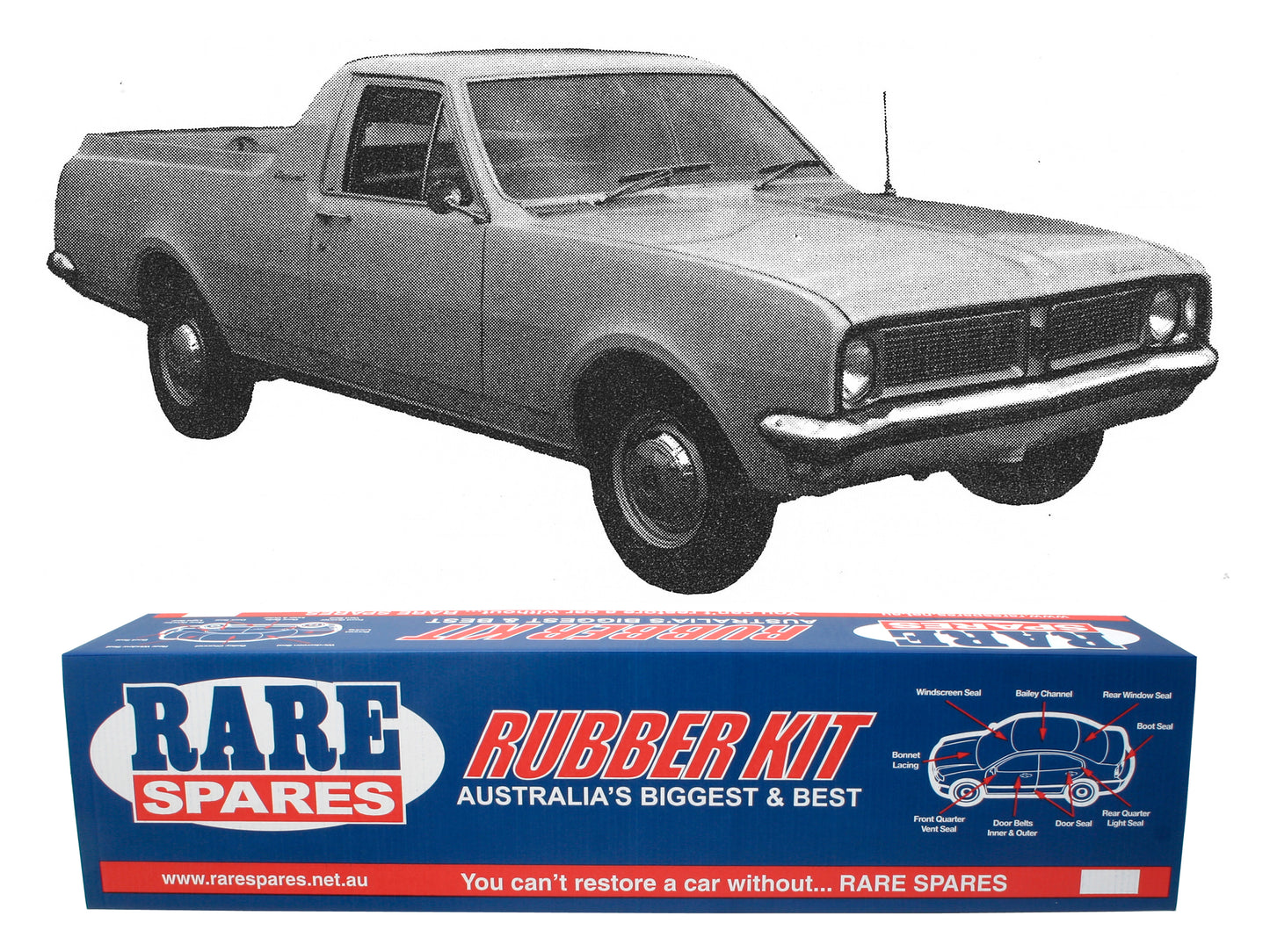Body Rubber Kit Holden HK HT HG Kingswood Ute (Maroon) - HK8M