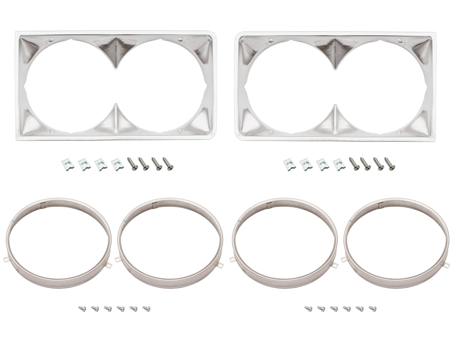 Headlight Rim Kit Inner & Outer L&R HJ HX HZ Premier Silver - HLRKHJPS