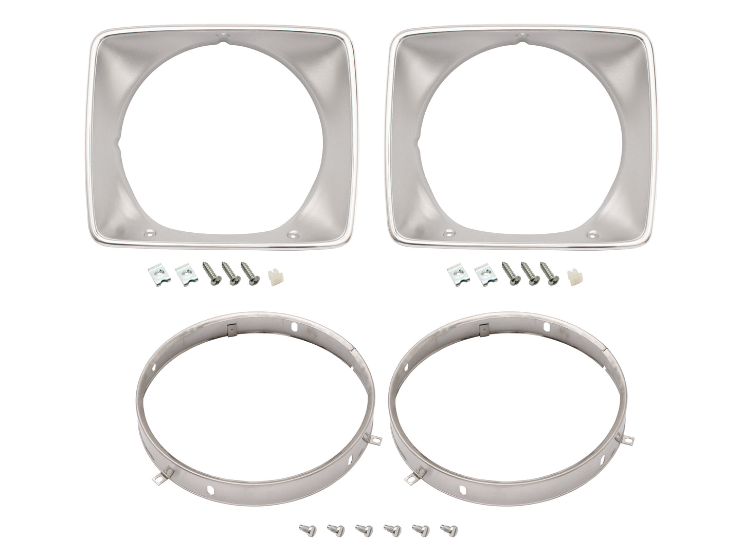 Headlight Rim Kit Inner & Outer Left & Right HJ HX HZ Belmont Kingswood Silver - HLRKHJS