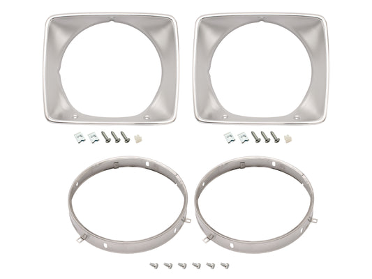 Headlight Rim Kit Inner & Outer Left & Right HJ HX HZ Belmont Kingswood Silver - HLRKHJS