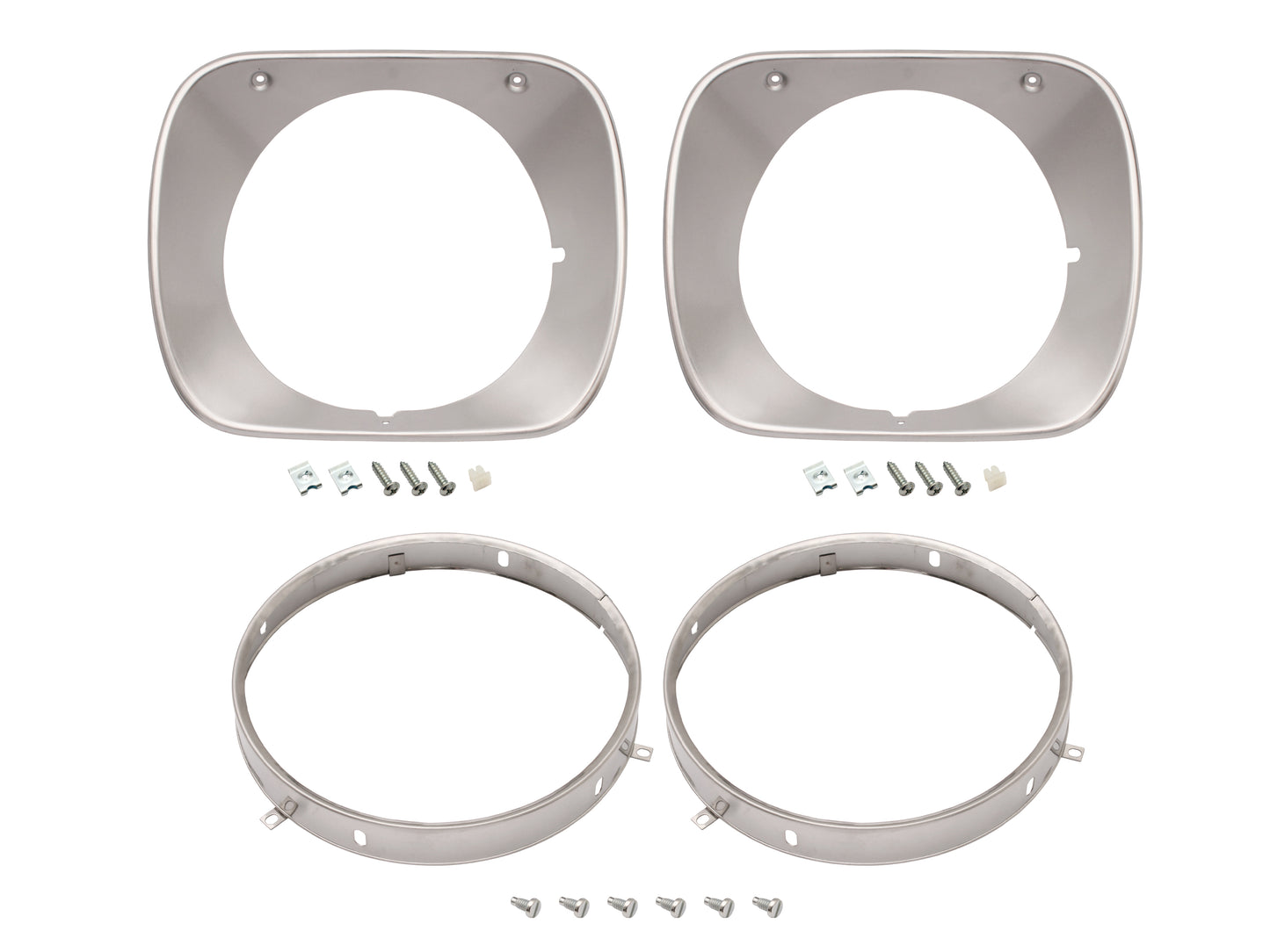 Headlight Rim Kit Inner & Outer L&R HJ HX HZ Tonner Silver - HLRKHJTS