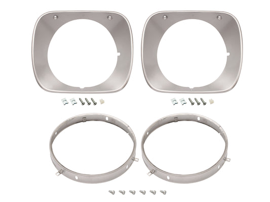 Headlight Rim Kit Inner & Outer L&R HJ HX HZ Tonner Silver - HLRKHJTS