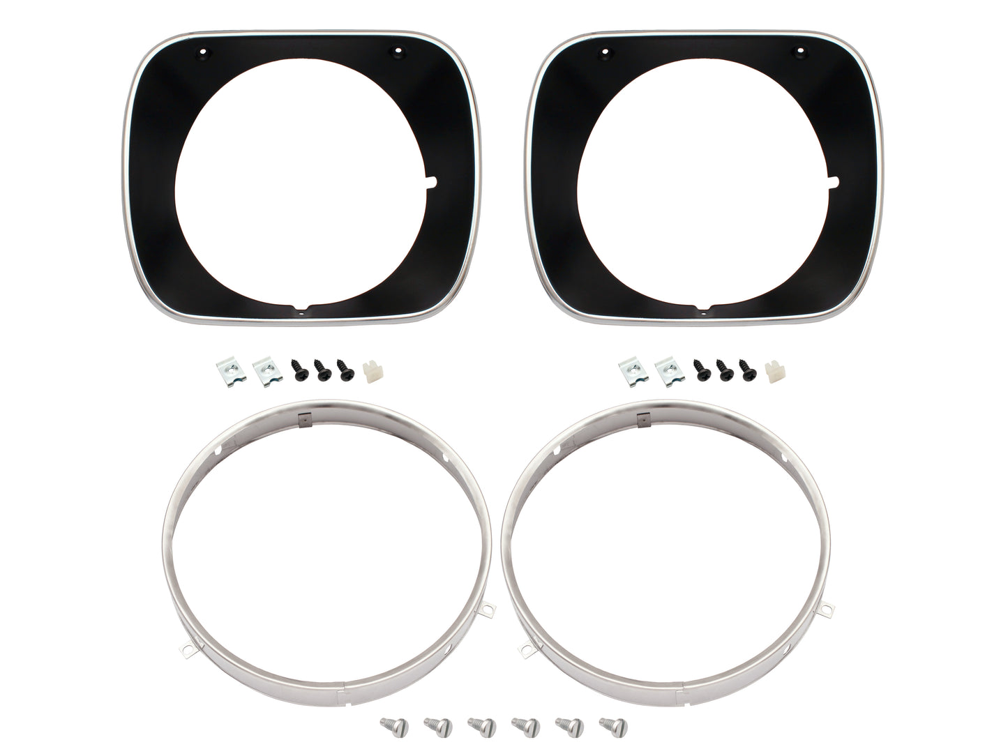 Headlight Rim Kit Inner & Outer L&R HQ SS GTS Black - HLRKHQB
