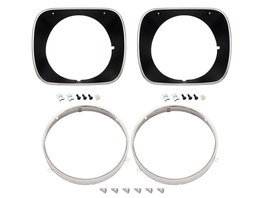 Headlight Rim Kit Inner & Outer L&R HQ SS GTS Black - HLRKHQB