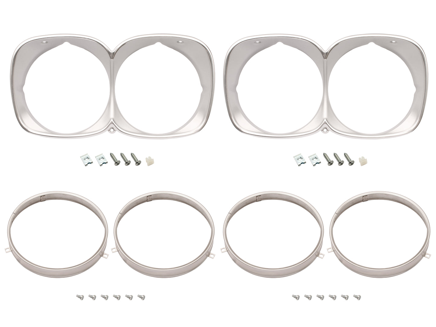 Headlight Rim Kit Inner & Outer L&R HQ Premier LS Silver - HLRKHQPS