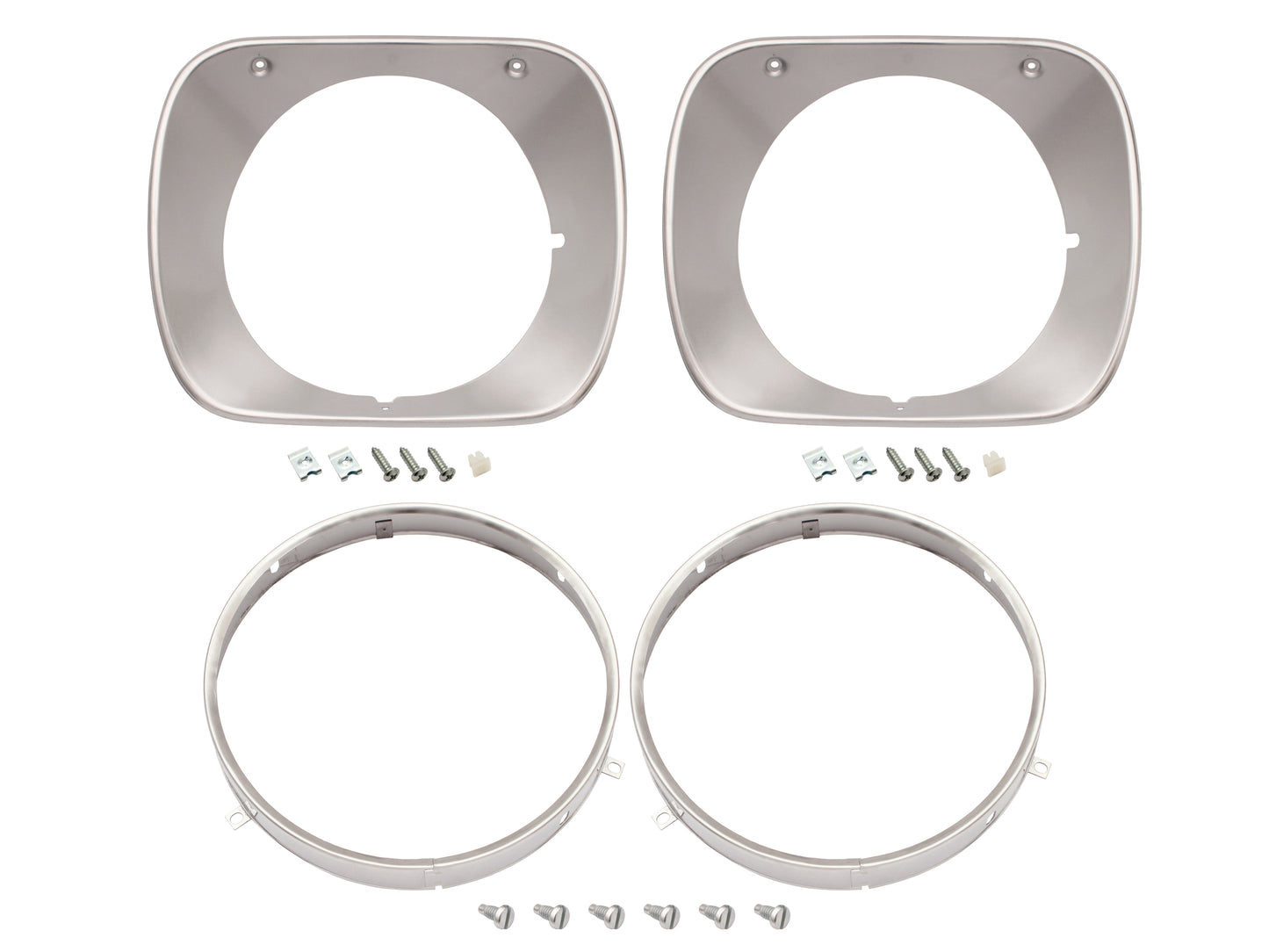 Headlight Rim Kit Inner & Outer L&R HQ All Single Silver - HLRKHQS