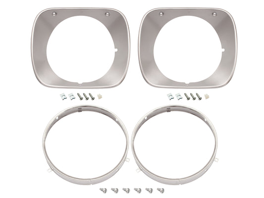 Headlight Rim Kit Inner & Outer L&R HQ All Single Silver - HLRKHQS