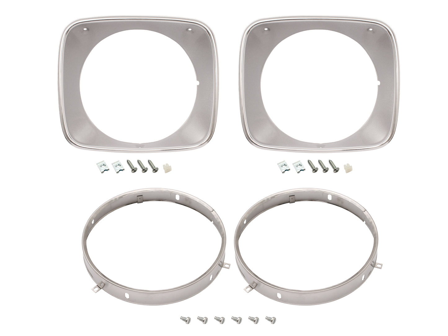 Headlight Rim Kit Inner & Outer L&R LH LX Torana Silver - HLRKLHS