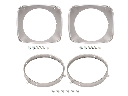 Headlight Rim Kit Inner & Outer L&R LH LX Torana Silver - HLRKLHS