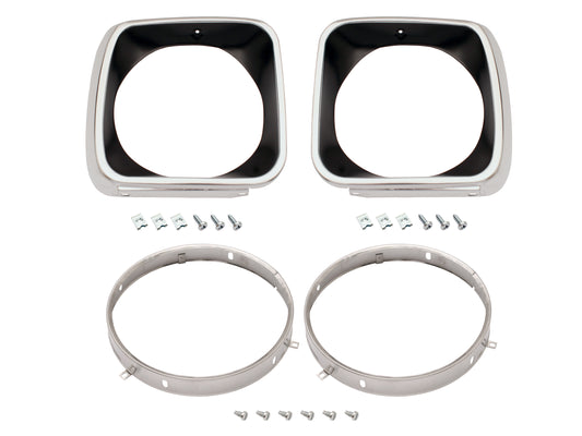 Headlight Rim Kit Inner & Outer L&R LJ Torana Black - HLRKLJ