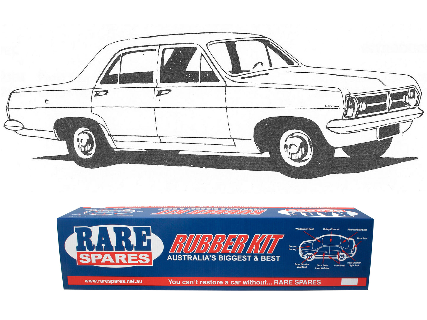 Body Rubber Kit Holden HR Premier / Special Sedan (Grey) - HR1G