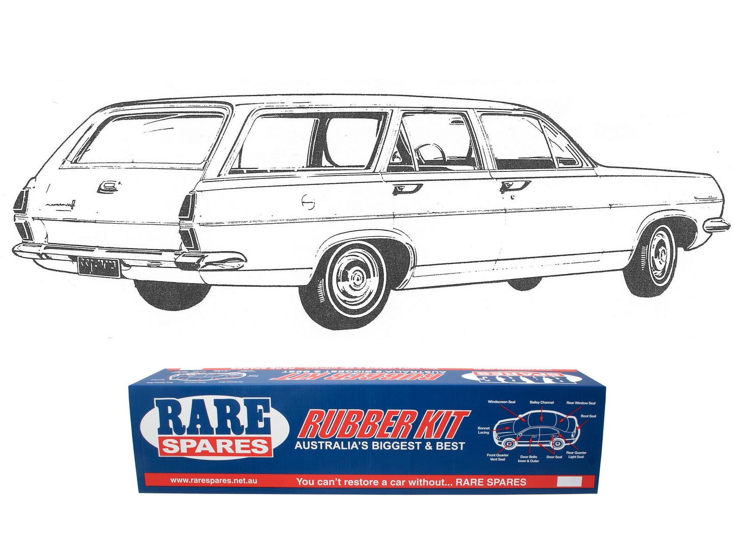 Body Rubber Kit Holden HR Premier / Special Wagon (Black) - HR2