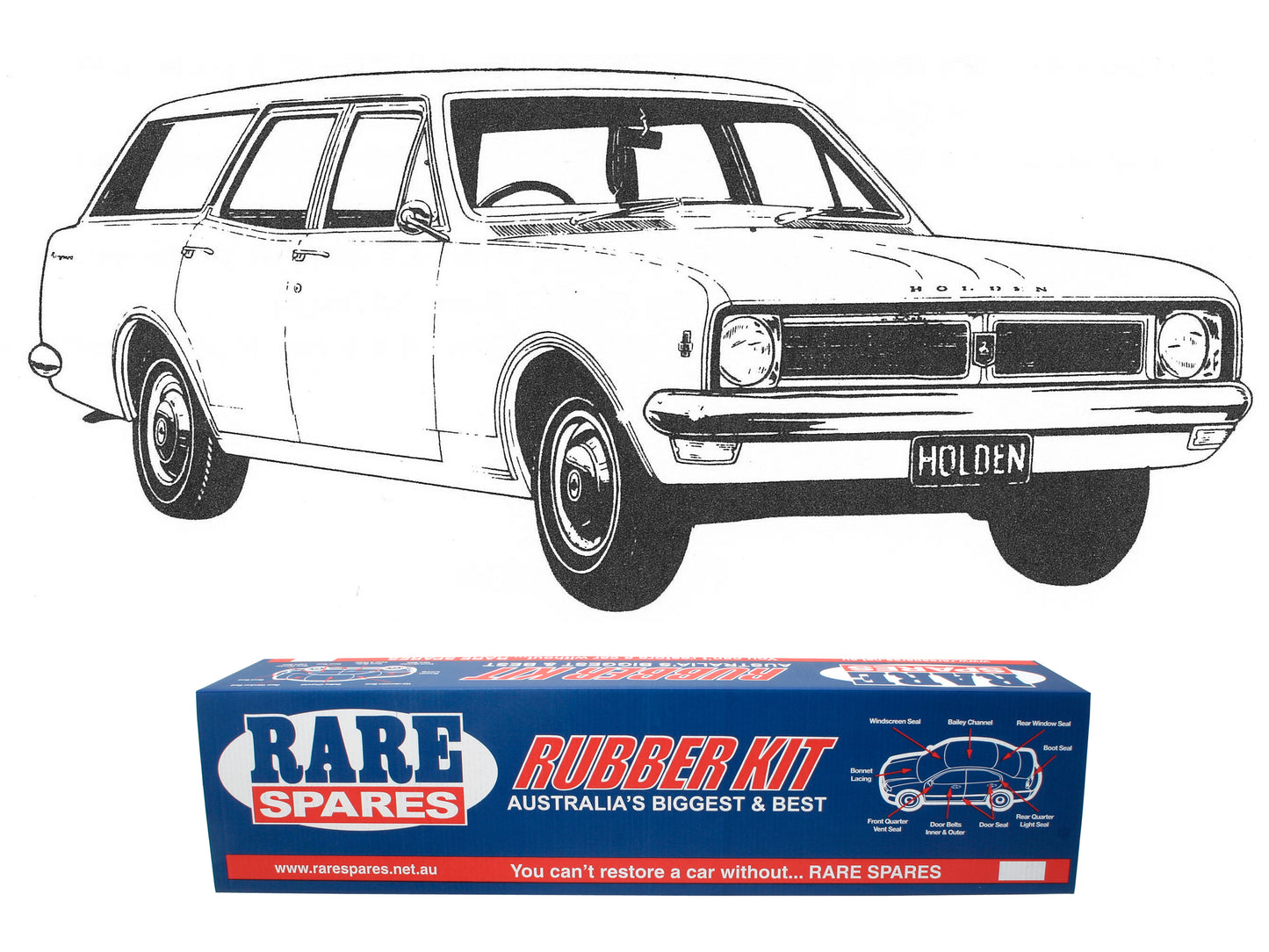 Body Rubber Kit Holden HK HT HG Belmont Wagon Grey - HT3G