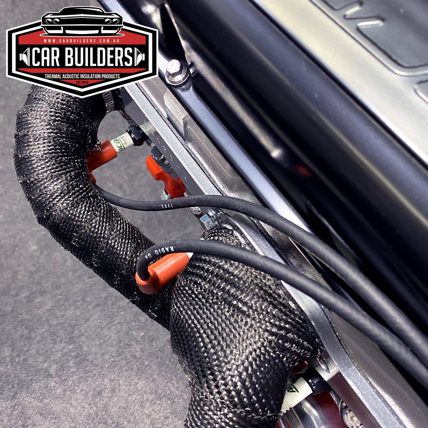 Car Builders Premium Black Titanium Exhaust Header Wrap 50mm - HWBLK50