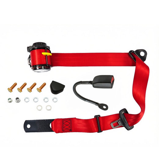 Pillar Mount Inertia Seat Belt (Red - 400mm Solid Stalk) Holden / Ford - K1513R