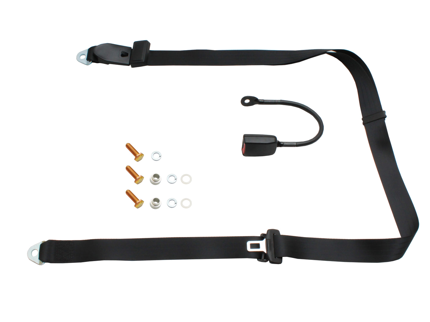 Lap Sash Seat Belt (Black - 300mm Solid Stalk) Shortened Length Universal - K1517S