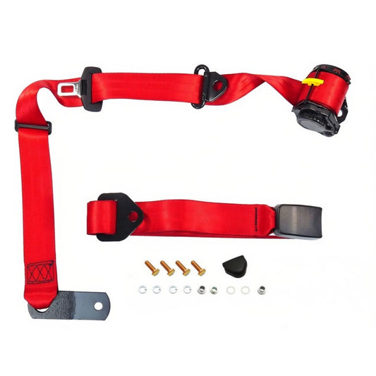 Pillar Mount Inertia Seat Belt (Red - Adjustable Web Stalk) Holden / Ford - K2255R