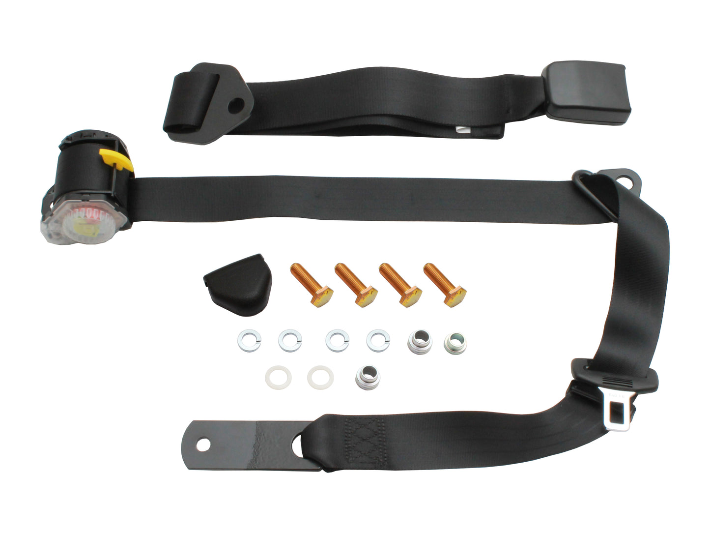 Pillar Mount Inertia Seat Belt (Black - Adjustable Web Stalk) Shortened Length Holden / Ford - K2255S