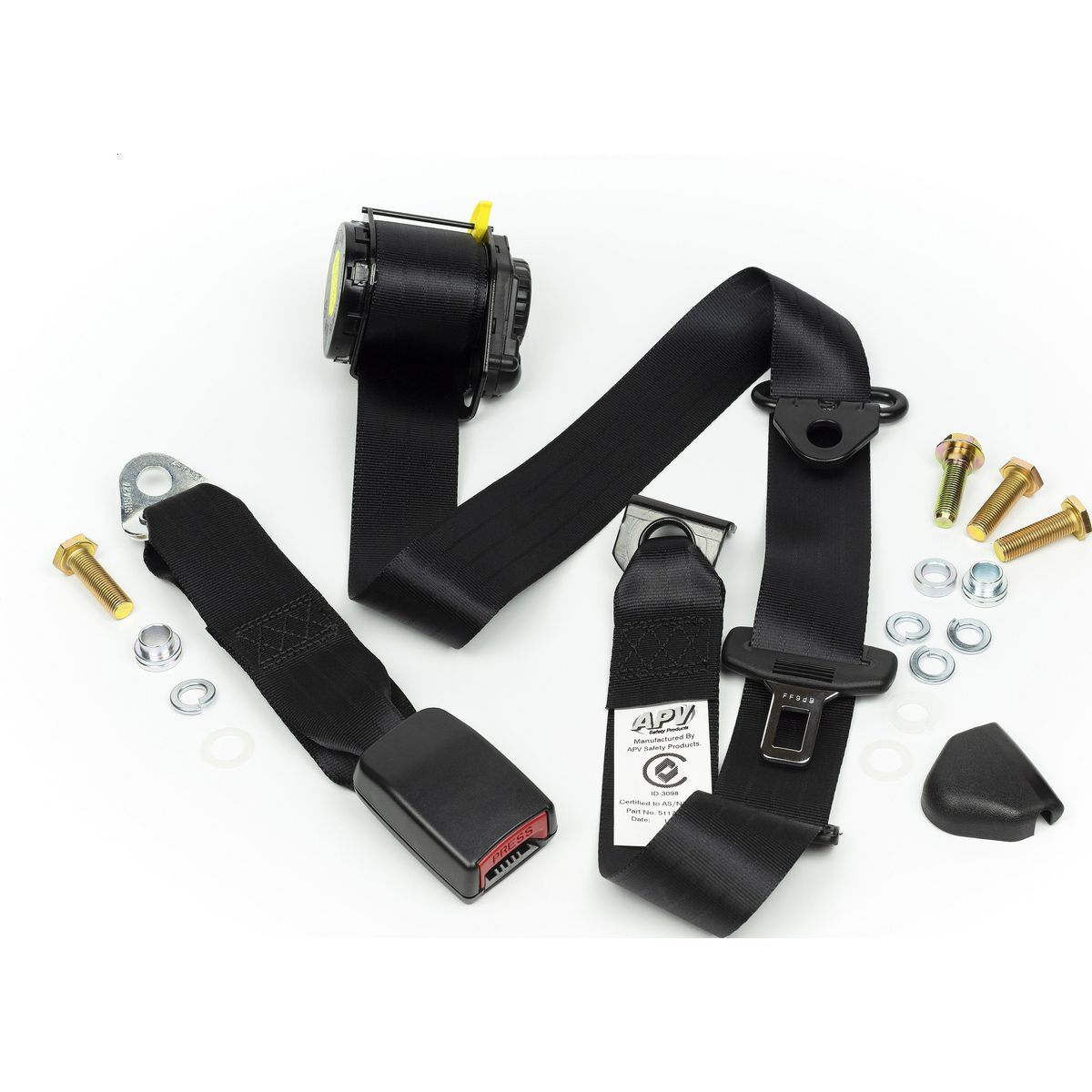 Seat Belt 90/90 Pillar Mount Inertia (Black - 275mm Web Stalk) Universal - K4558