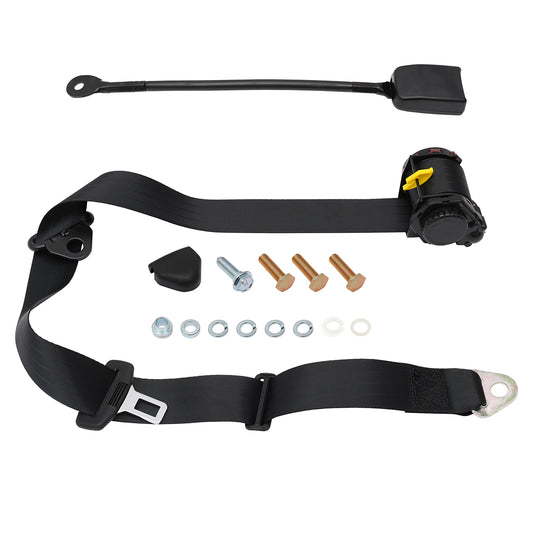 90/90 Pillar Mount Inertia Seat Belt (Black - 400mm Solid Stalk) Universal - K7632S