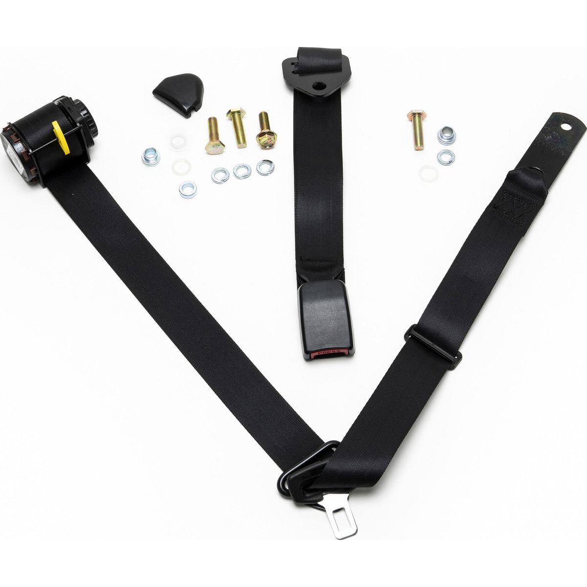 90/90 Pillar Mount Inertia Seat Belt (Black - Adjustable Web Stalk) Universal - K7646