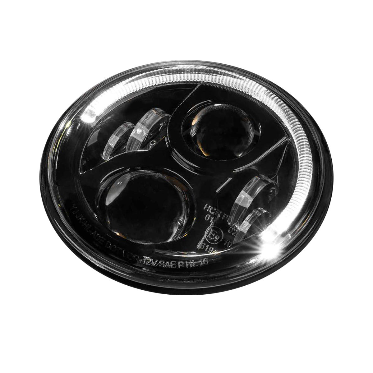 STEDI Carbon 7” LED Black Headlight (Sealed, w/ Parker) - LEDMOTO-CARBON-7BLK
