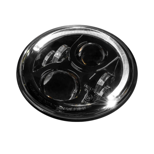 STEDI Carbon 7” LED Black Headlight (Sealed, w/ Parker) - LEDMOTO-CARBON-7BLK