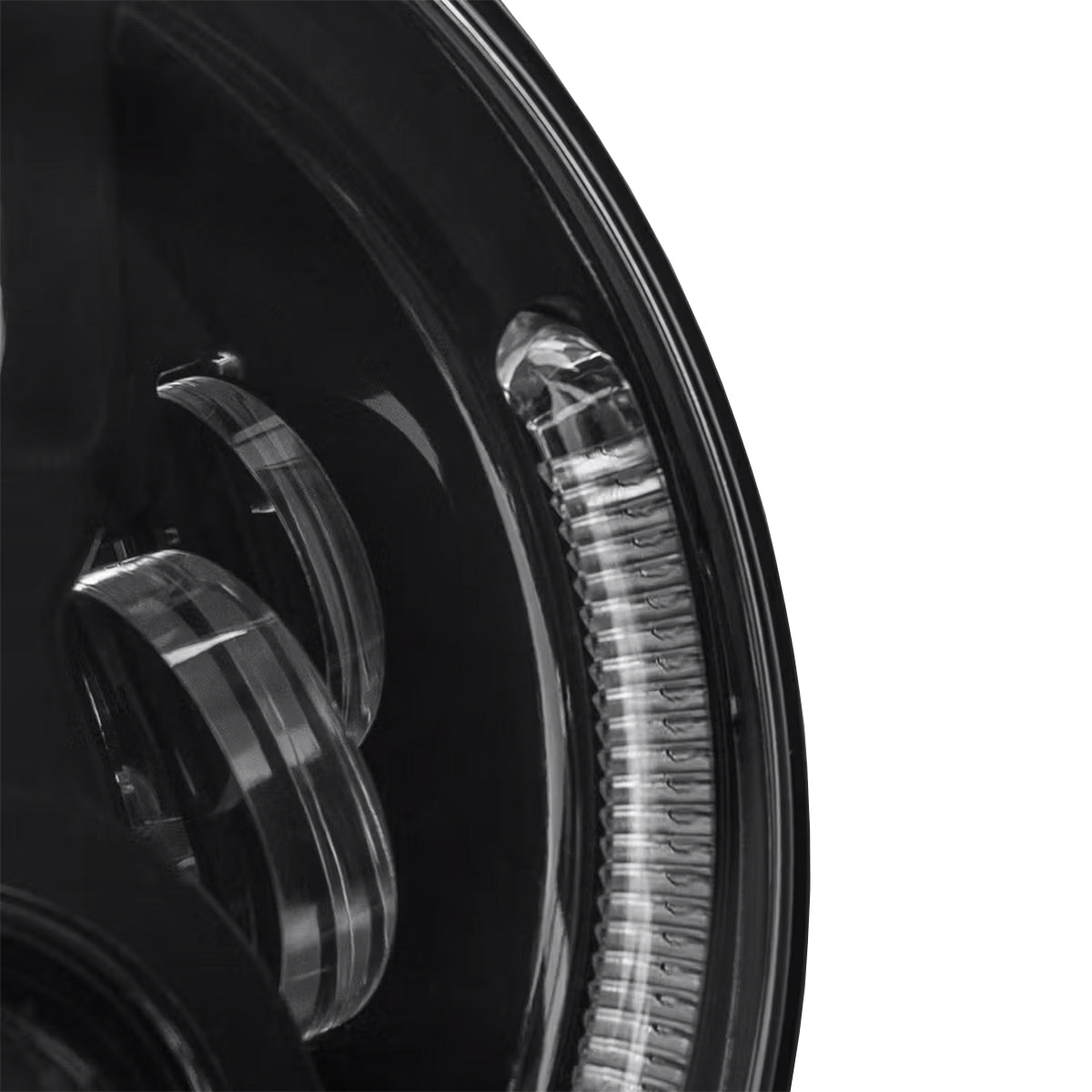 STEDI Carbon 7” LED Black Headlight (Sealed, w/ Parker) - LEDMOTO-CARBON-7BLK