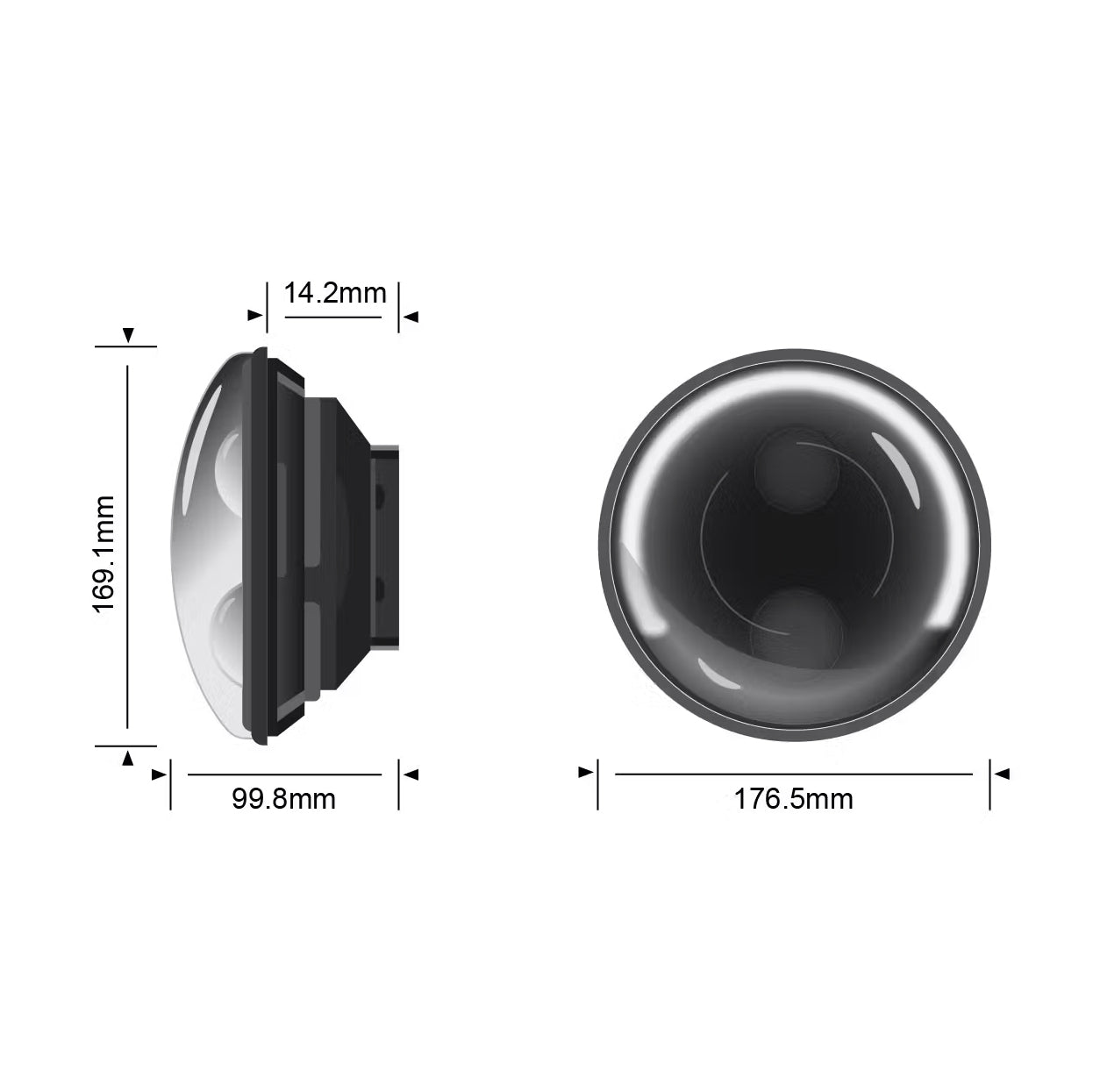 STEDI Carbon 7” LED Black Headlight (Sealed, w/ Parker) - LEDMOTO-CARBON-7BLK