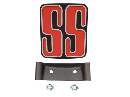 Holden Torana LX 'SS' Grille Emblem Badge + Fitting Plate red ss grill - B1054