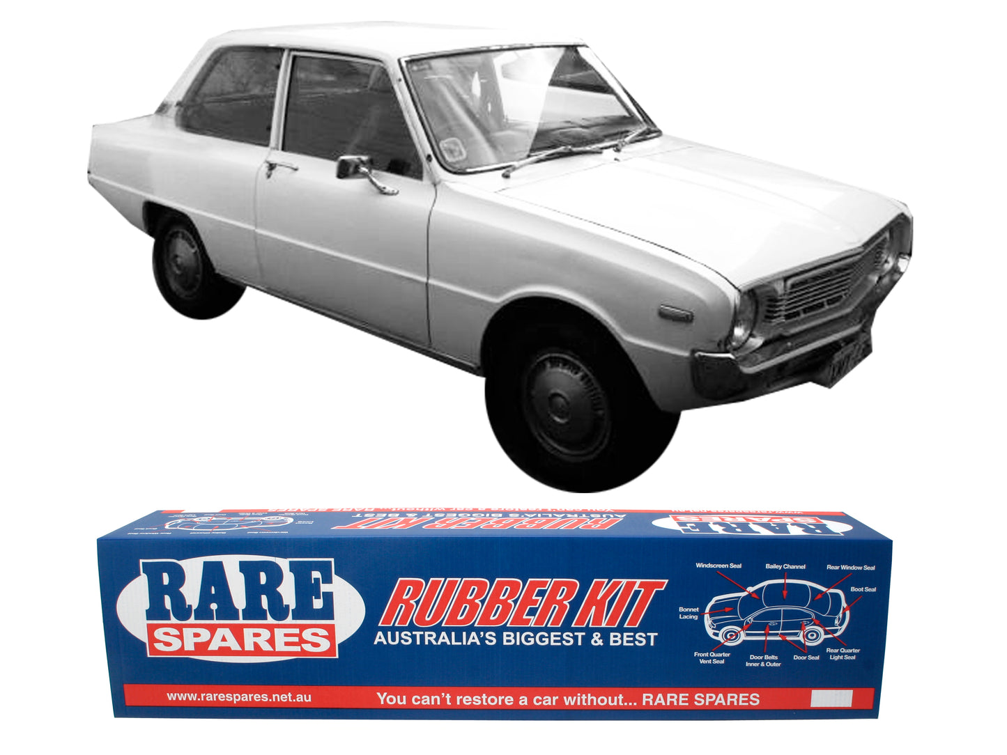 Body Rubber Kit Suits Mazda 1300 2 Door Sedan 1973-1977 - MAZ20
