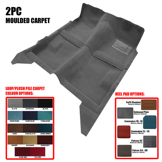 TruFit Moulded Carpet Ford Falcon XR XT XW XY ZA ZB ZC ZD Sedan Wagon Column Emb Pad Plush Pile 2Pc - MCC-FFALXR-2PC-02-P
