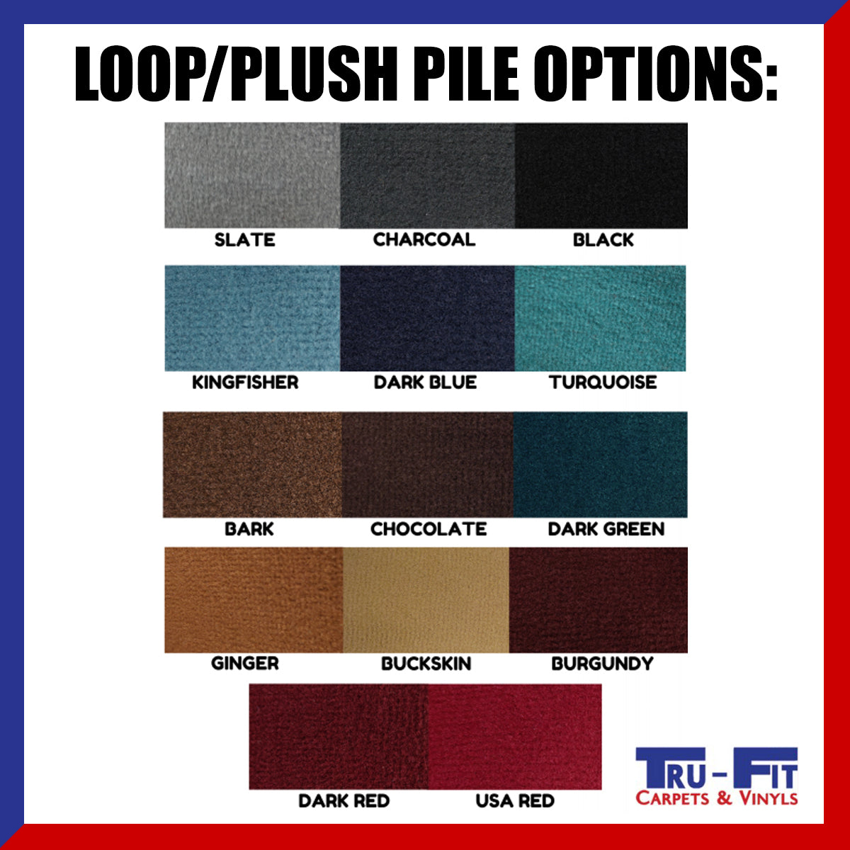TruFit Moulded Carpet Ford Fairlane ZJ ZK ZL LTD FC FD FE Column Emb Pad Plush Pile 2Pc - MCC-FFAIRZJ-2PC-02-P-C