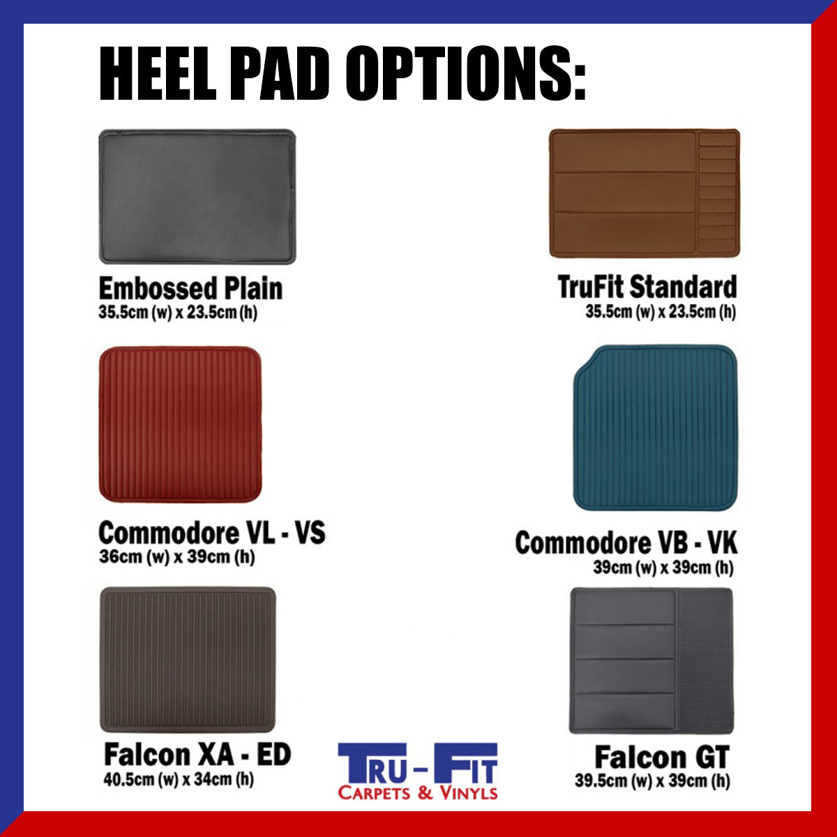 TruFit Moulded Carpet Ford Falcon EA EB ED Emb Pad Plush Pile 2Pc - MCC-FFALEA-2PC-02-P