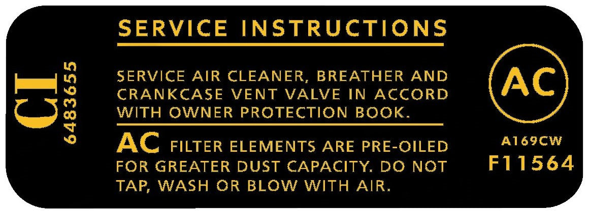 Decal Air Cleaner HK HT HG "307" "Ac F11564" - R206A