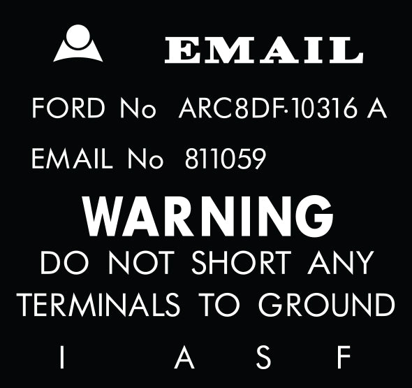 Regulator Decal ‘ARC8DF10316A’ Ford XT ZB - RD2004